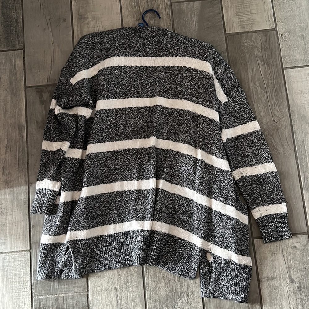 MADEWELL GREY WHITE CHUNKY KNIT OVERSIZED DUSTER LONG SWEATER CARDIGAN small - Picture 6 of 7